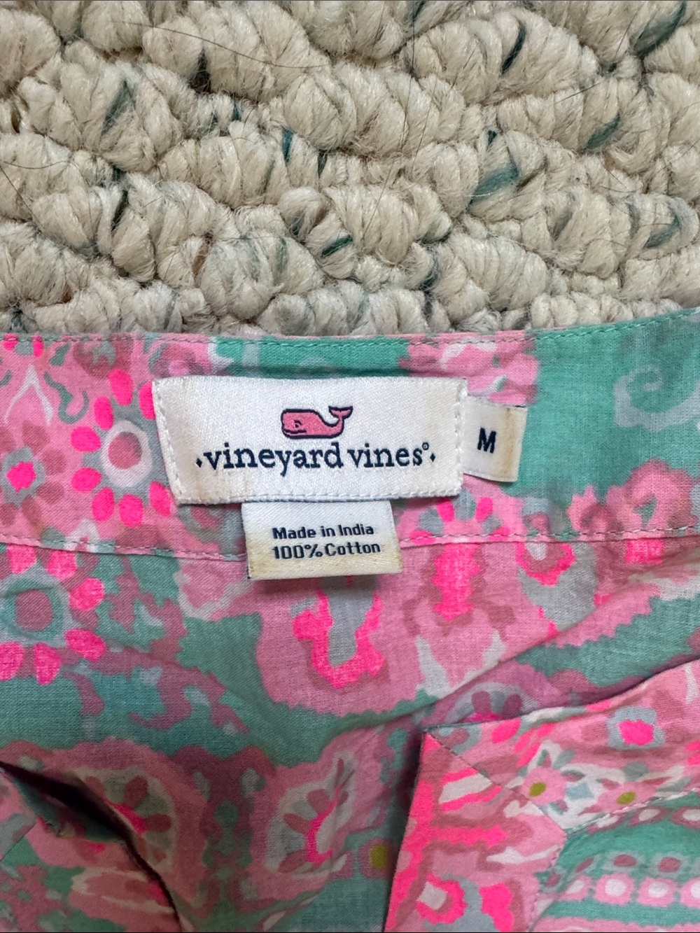 Vineyard Vines Pink and Aqua Floral Cotton Top - Picture 2 of 4